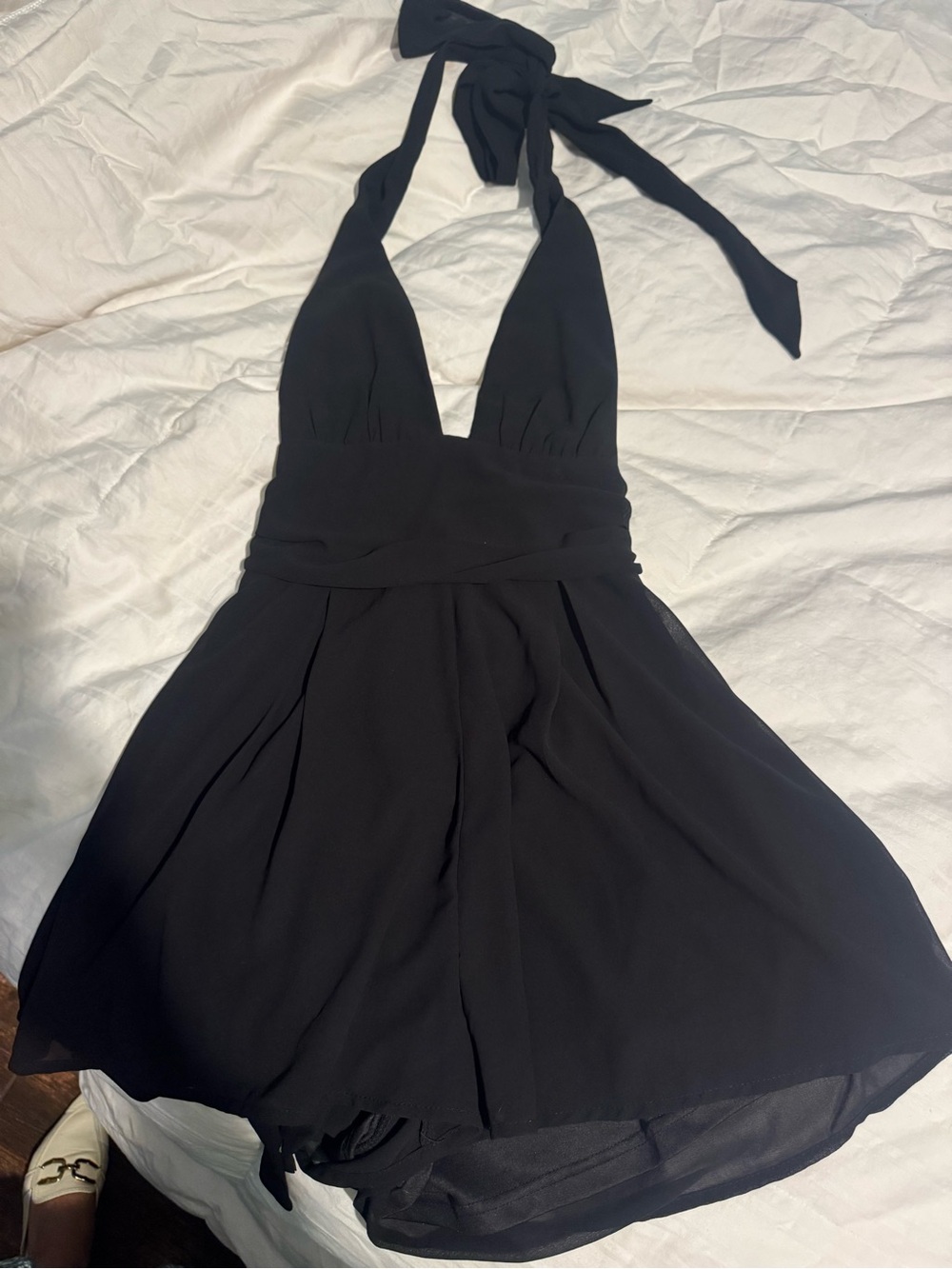 Princess Polly Black One-Shoulder Halter Dress